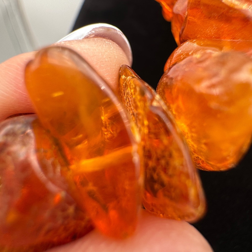 Vintage‎ Natural Baltic Amber Chunky Chip Necklace Graduated Cognac Honey 30in - Picture 11 of 14